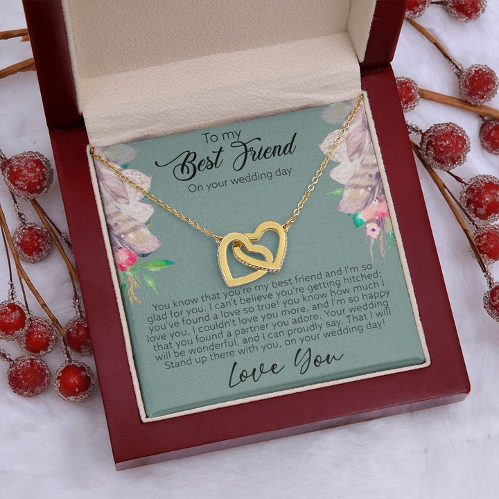 To My Best Friend on your wedding day | I'm so happy you found a partner you adore - Interlocking Hearts Necklace