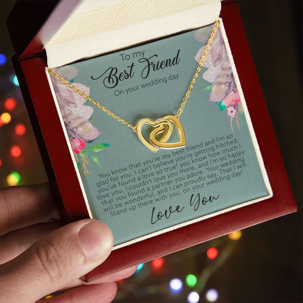 To My Best Friend on your wedding day | I'm so happy you found a partner you adore - Interlocking Hearts Necklace