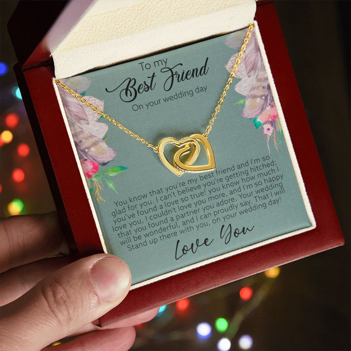 To My Best Friend on your wedding day | I'm so happy you found a partner you adore - Interlocking Hearts Necklace