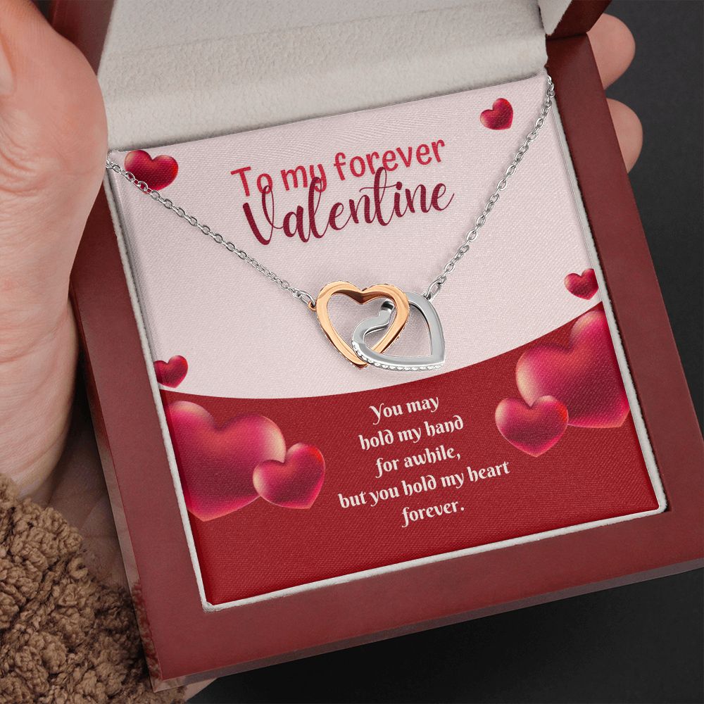 To My Forever Valentine | A Hand in Mine, Forever - Interlocking Hearts Necklace