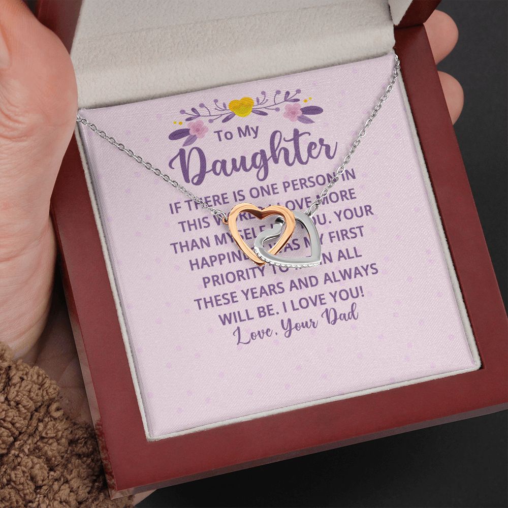 To My Daughter | I Love You! Love, Your Father - Interlocking Hearts Necklace
