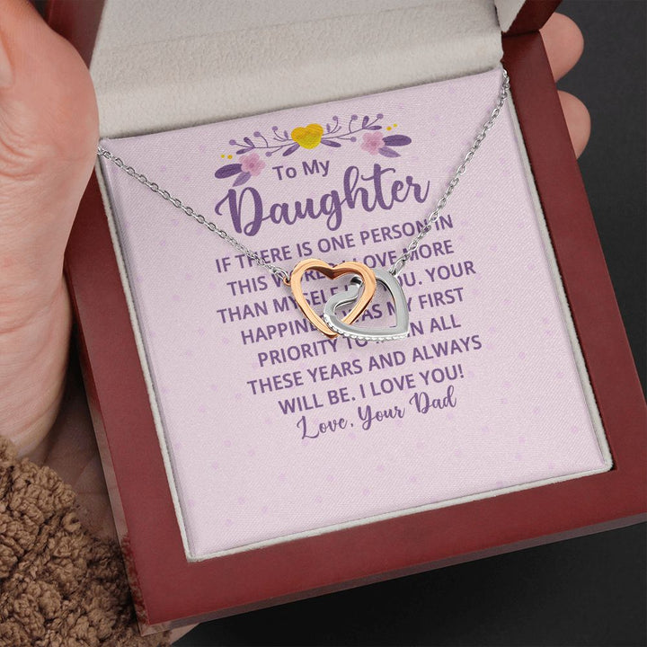 To My Daughter | I Love You! Love, Your Father - Interlocking Hearts Necklace