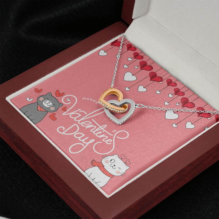 Happy Valentine's Day | Forever my heart's companion - Interlocking Hearts Necklace