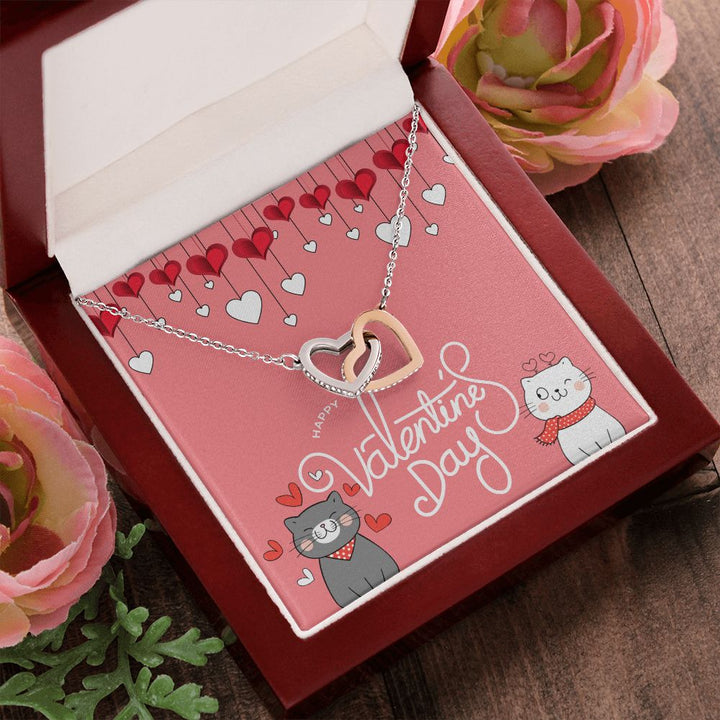 Happy Valentine's Day | Forever my heart's companion - Interlocking Hearts Necklace