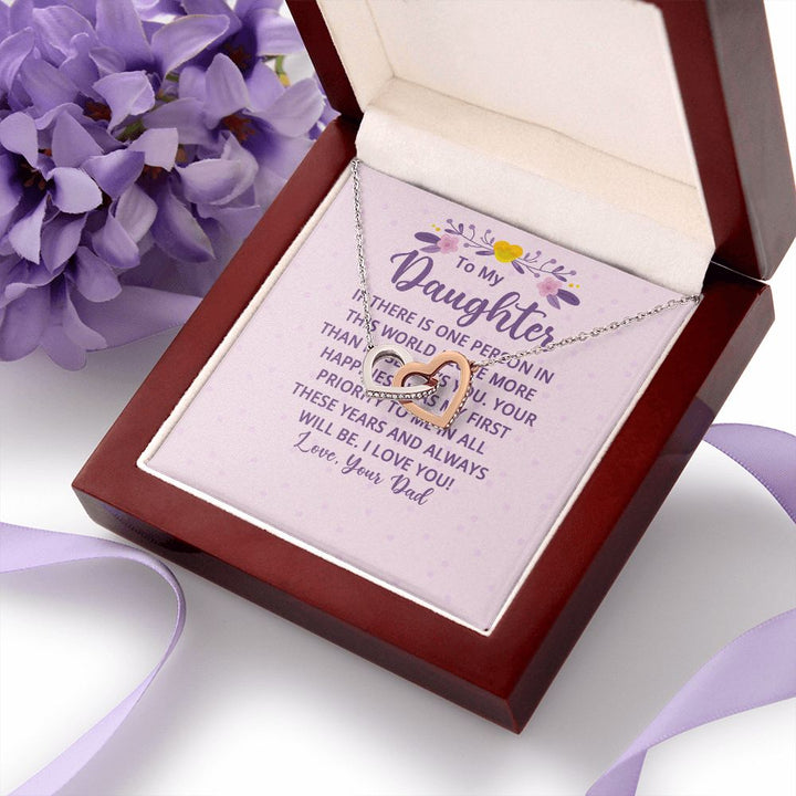 To My Daughter | I Love You! Love, Your Father - Interlocking Hearts Necklace