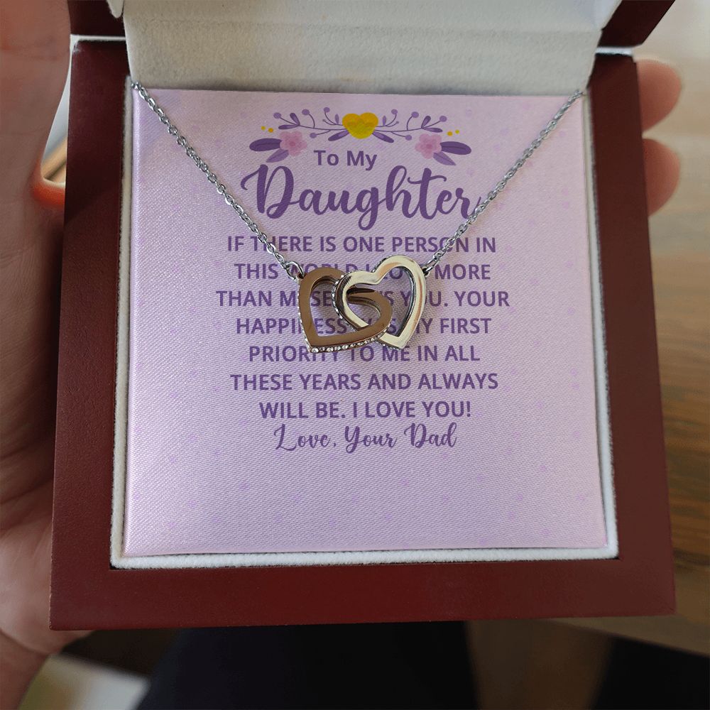 To My Daughter | I Love You! Love, Your Father - Interlocking Hearts Necklace