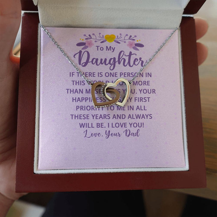 To My Daughter | I Love You! Love, Your Father - Interlocking Hearts Necklace