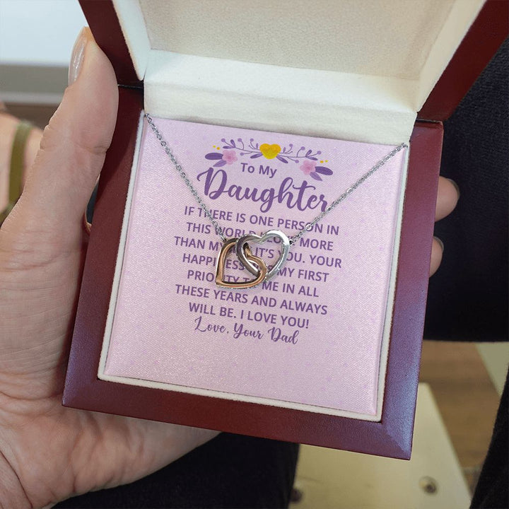 To My Daughter | I Love You! Love, Your Father - Interlocking Hearts Necklace