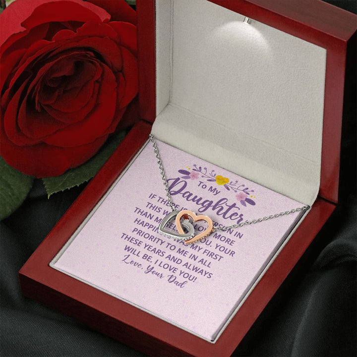 To My Daughter | I Love You! Love, Your Father - Interlocking Hearts Necklace
