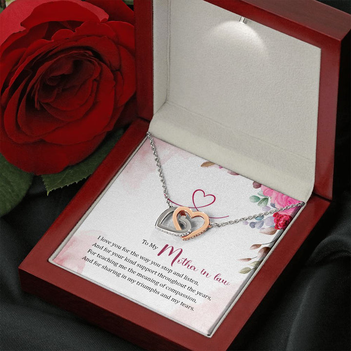 To My Mother-In-Law | A Heart Full of Love and Laughter - Interlocking Hearts Necklace