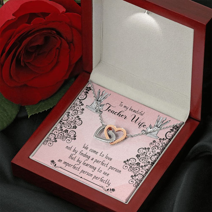 To My Teacher Wife | Guiding the Next Generation -Interlocking Hearts Necklace