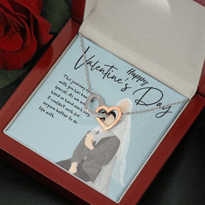 Happy Valentine's Day | Love is a Journey, Not a Destination - Interlocking Hearts Necklace