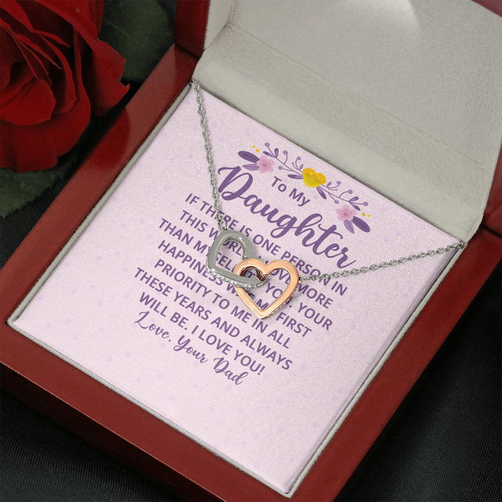 To My Daughter | I Love You! Love, Your Father - Interlocking Hearts Necklace