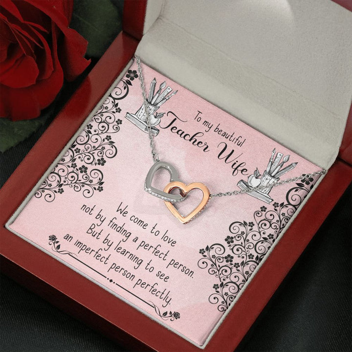 To My Teacher Wife | Guiding the Next Generation -Interlocking Hearts Necklace