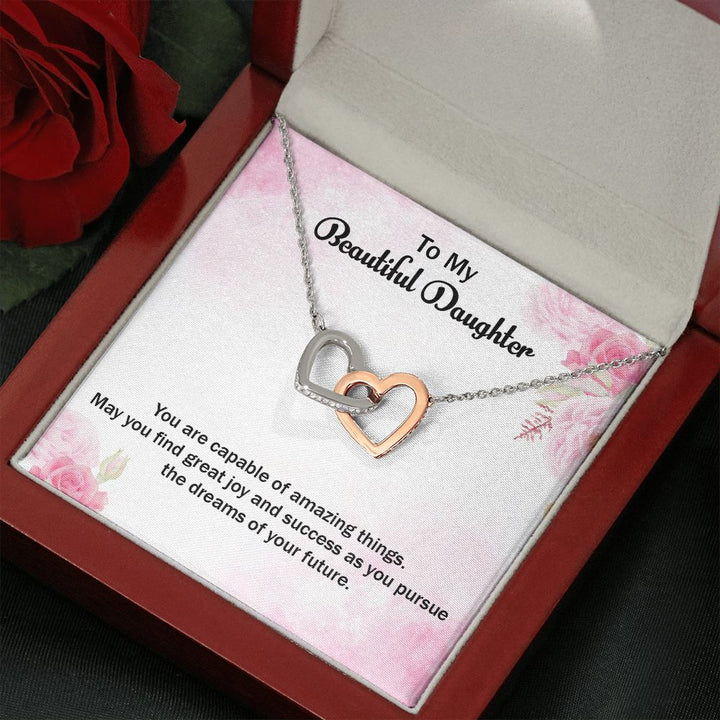 To My Beautiful Daughter | Graduate: A Step Towards Success! - Interlocking Hearts Necklace