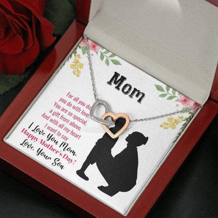 Happy Mother's Day | With all my heart I want to say I love you Mom - Interlocking Hearts Necklace