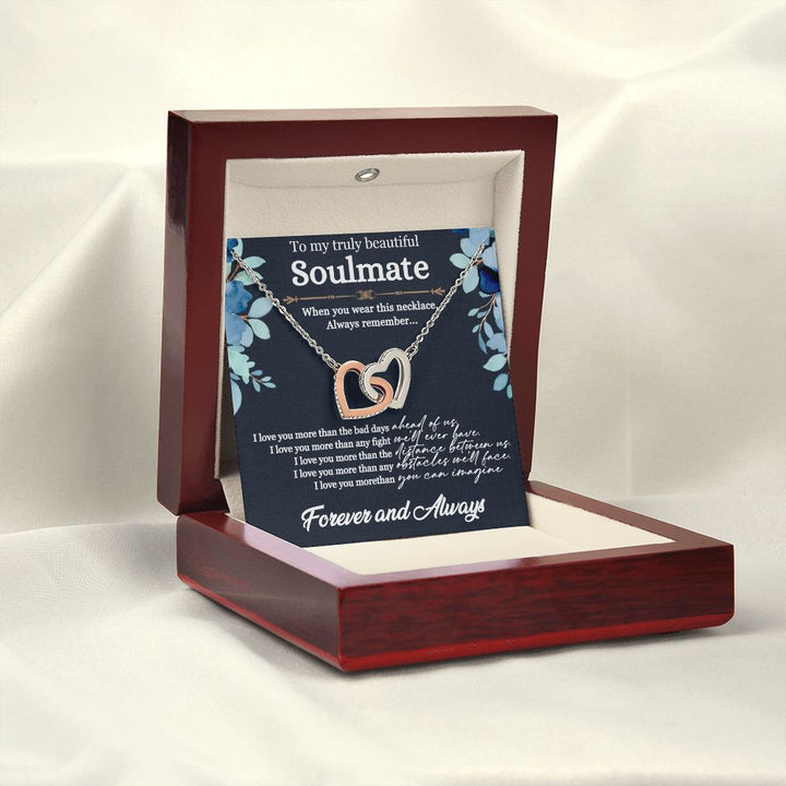 To My truly Beautiful Soulmate | I love you more than the bad days - Interlocking Hearts Necklace
