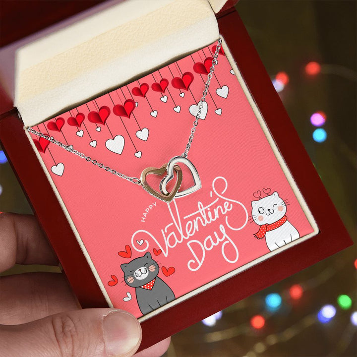 Happy Valentine's Day | Forever my heart's companion - Interlocking Hearts Necklace