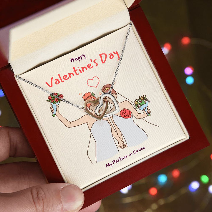 Happy Valentine's | Together We Are Strong LGBTQ for Women - Interlocking Hearts Necklace