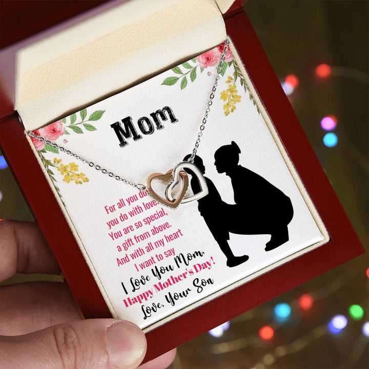 Happy Mother's Day | With all my heart I want to say I love you Mom - Interlocking Hearts Necklace