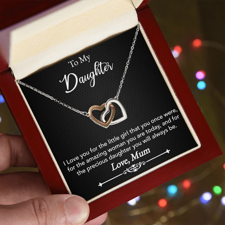To My Daughter | Precious Daughter - Interlocking Hearts Necklace