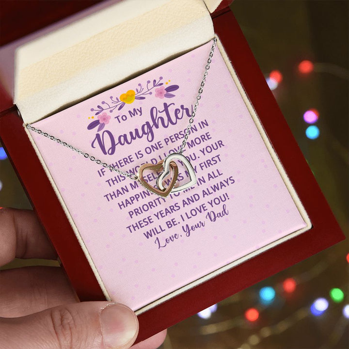 To My Daughter | I Love You! Love, Your Father - Interlocking Hearts Necklace