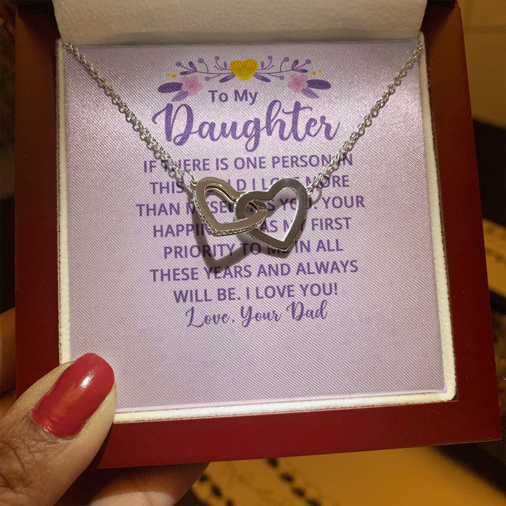 To My Daughter | I Love You! Love, Your Father - Interlocking Hearts Necklace