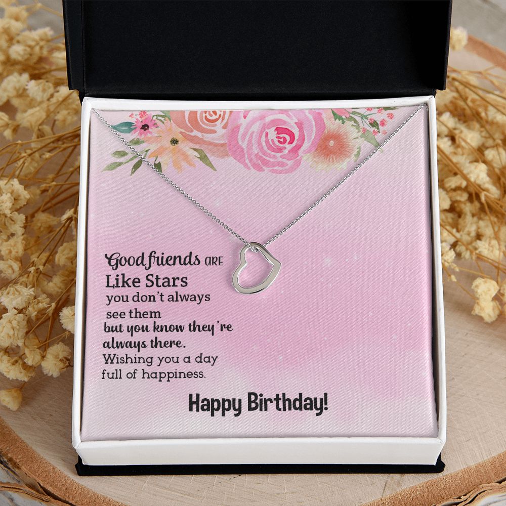 To My Friend | Happy Birthday Good Friend - Delicate Heart Necklace