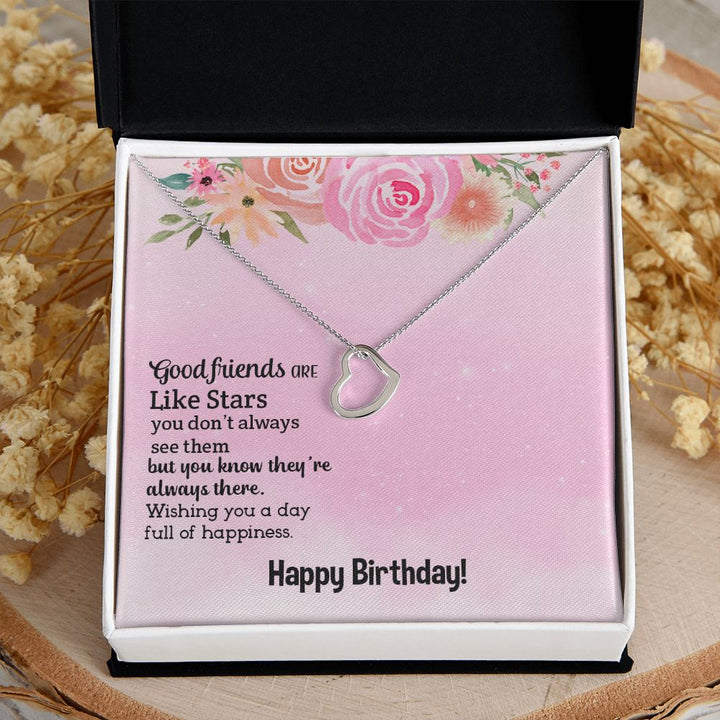 To My Friend | Happy Birthday Good Friend - Delicate Heart Necklace