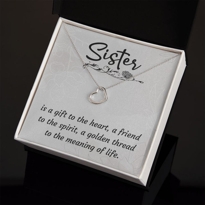 To My Sister | A Sister is a Gift - Delicate Heart Necklace