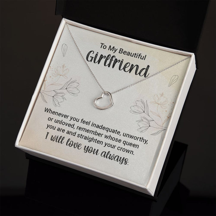 To My Girlfriend | Whenever You feel Inadequate - Delicate Heart Necklace