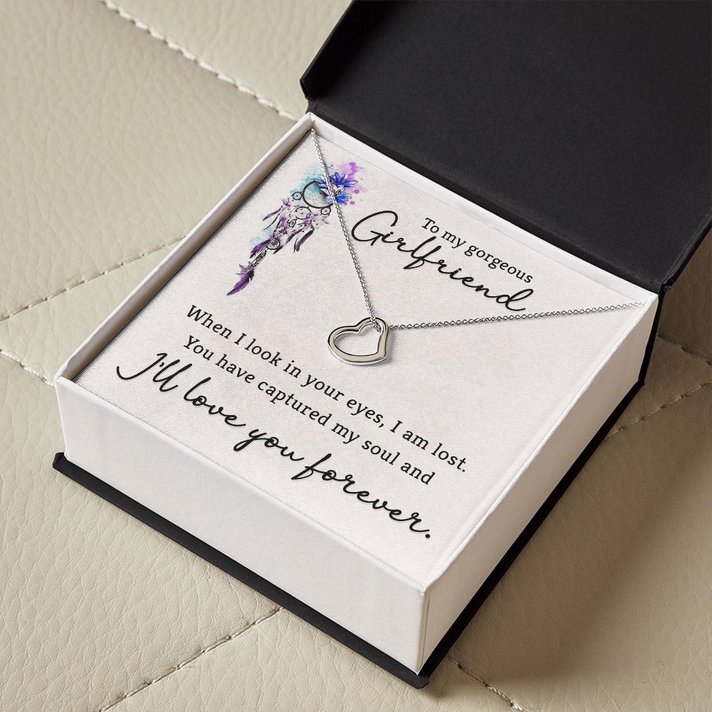 To My Gorgeous Girlfriend | When I look in your eyes - Delicate Heart Necklace