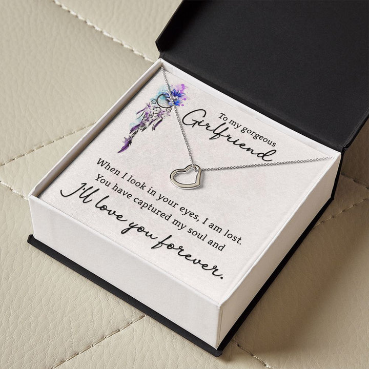 To My Gorgeous Girlfriend | When I look in your eyes - Delicate Heart Necklace