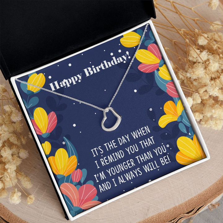 To My Sister | Happy Birthday - Delicate Heart Necklace