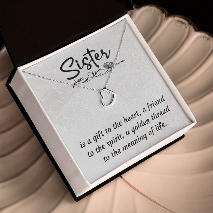 To My Sister | A Sister is a Gift - Delicate Heart Necklace