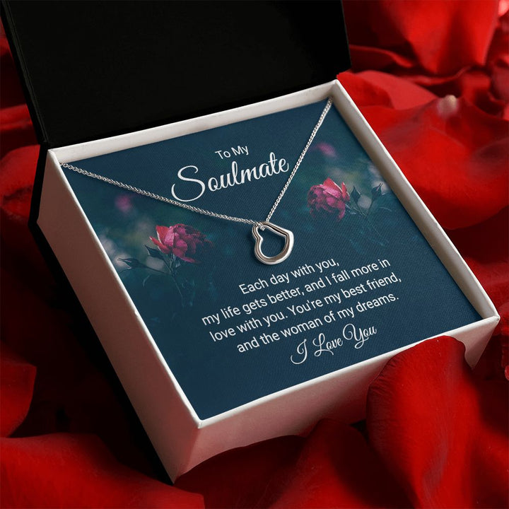 To My Soulmate | Each Day With You - Delicate Heart Necklace