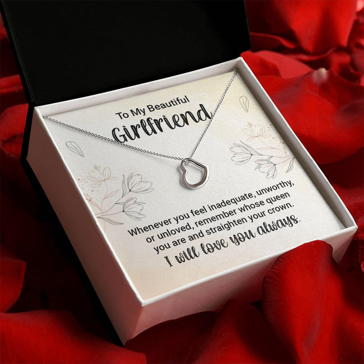 To My Girlfriend | Whenever You feel Inadequate - Delicate Heart Necklace