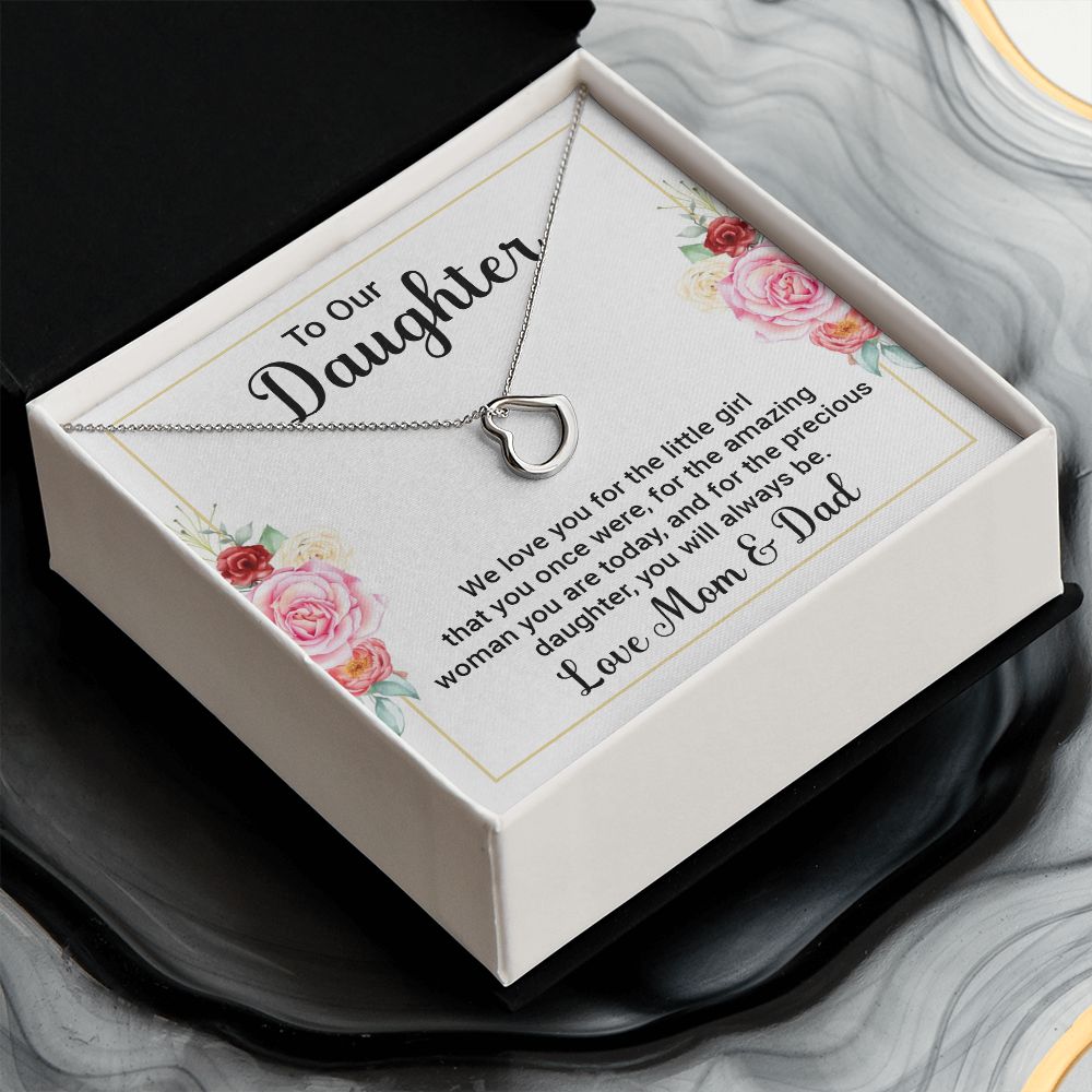 To Our Daughter | We Love You - Delicate Heart Necklace
