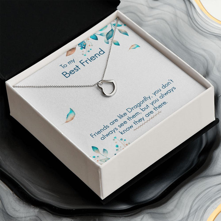 To My Best Friend | Friends are like Dragonfly - Delicate Heart Necklace
