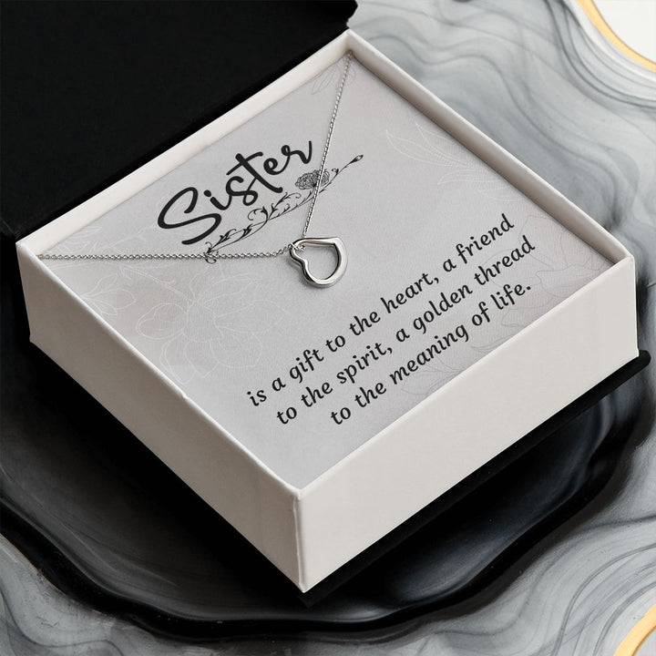 To My Sister | A Sister is a Gift - Delicate Heart Necklace