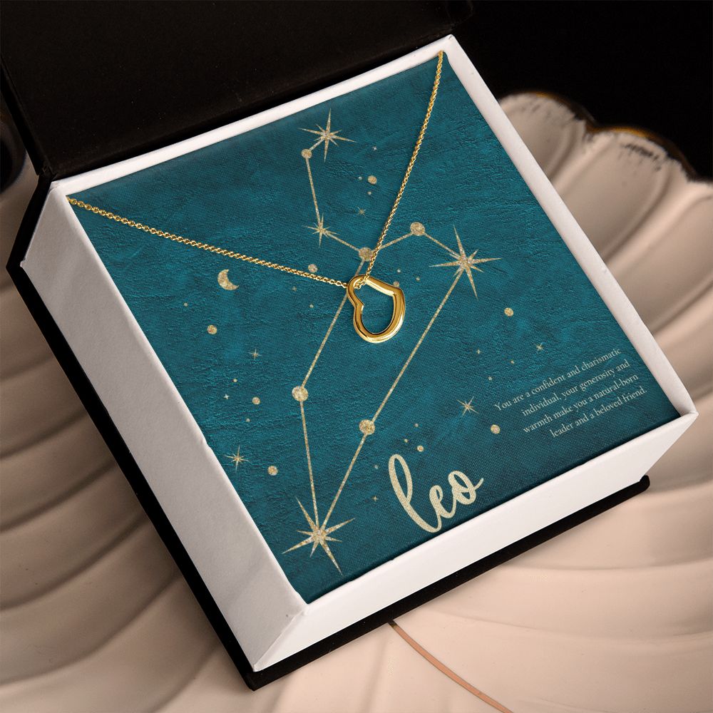 Leo | You are a confident and charismatic individual, your generosity and warmth make you a natural-born leader and a beloved friend. - Delicate Heart Necklace