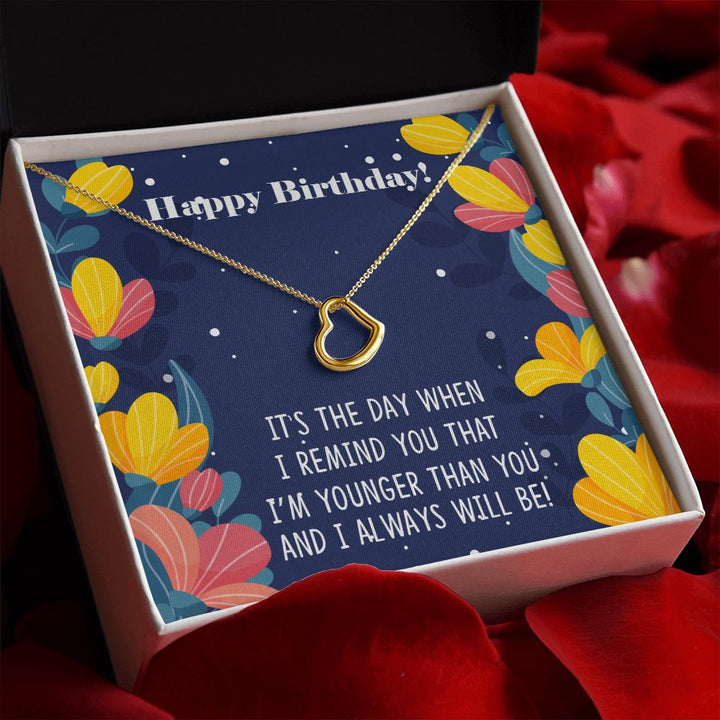 To My Sister | Happy Birthday - Delicate Heart Necklace