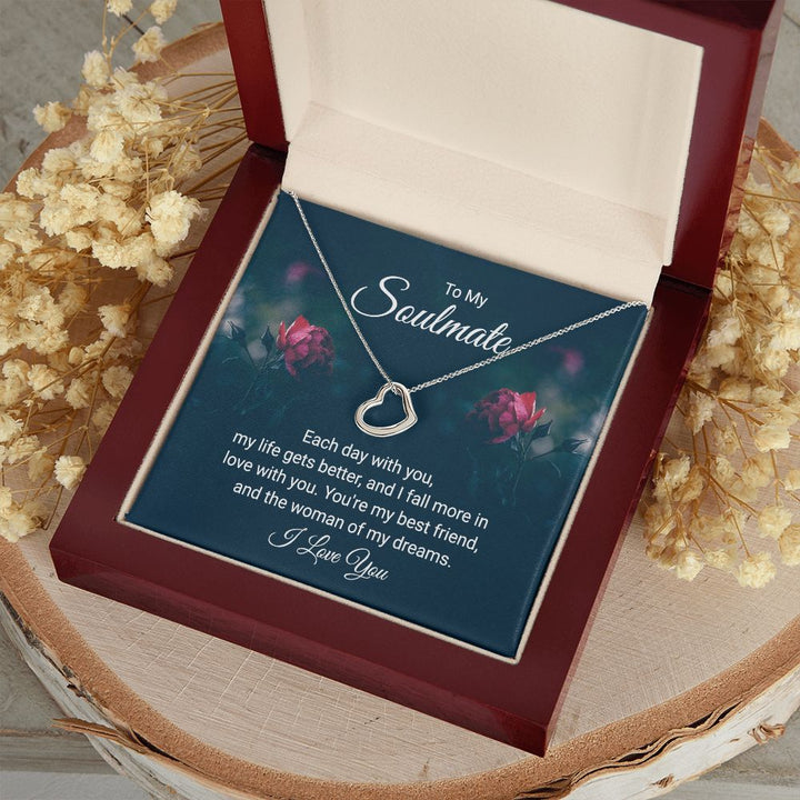To My Soulmate | Each Day With You - Delicate Heart Necklace