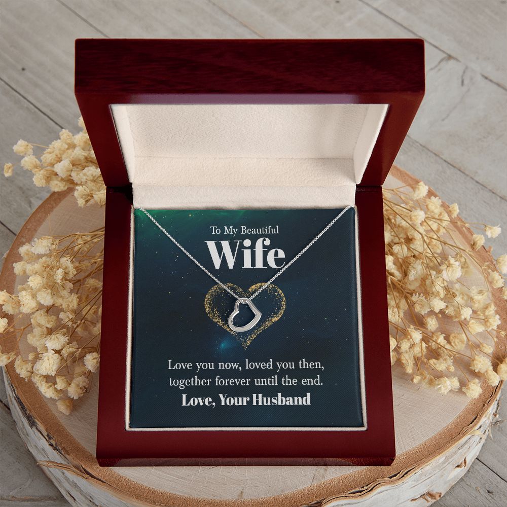 To My Beautiful Wife | Love You Now - Delicate Heart Necklace