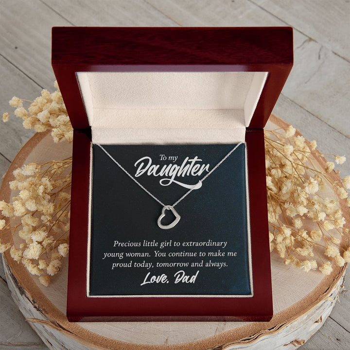 To My Daughter | Extraordinary Young Woman - Delicate Heart Necklace
