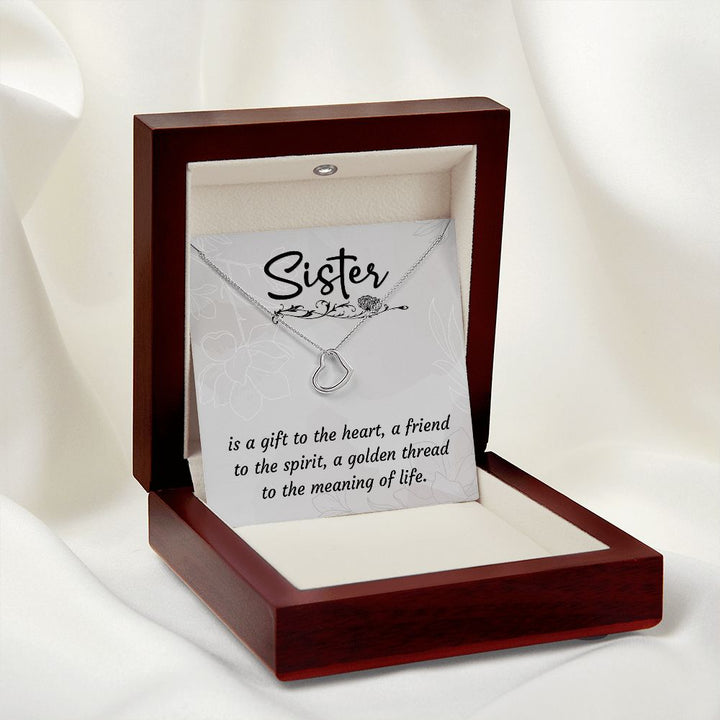 To My Sister | A Sister is a Gift - Delicate Heart Necklace