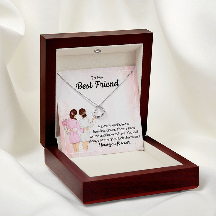 To My Best Friend | A Best Friend is like a four-leaf clover - Delicate Heart Necklace