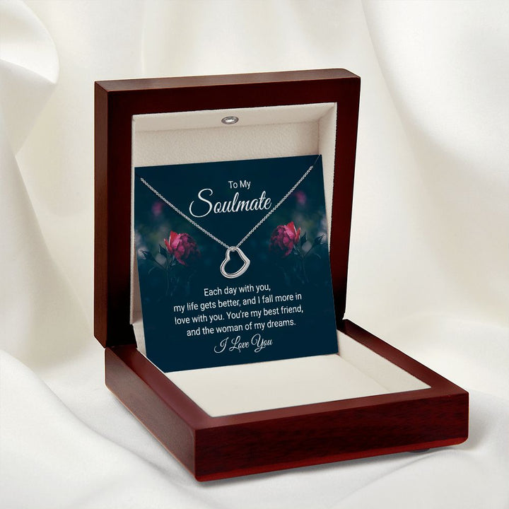 To My Soulmate | Each Day With You - Delicate Heart Necklace