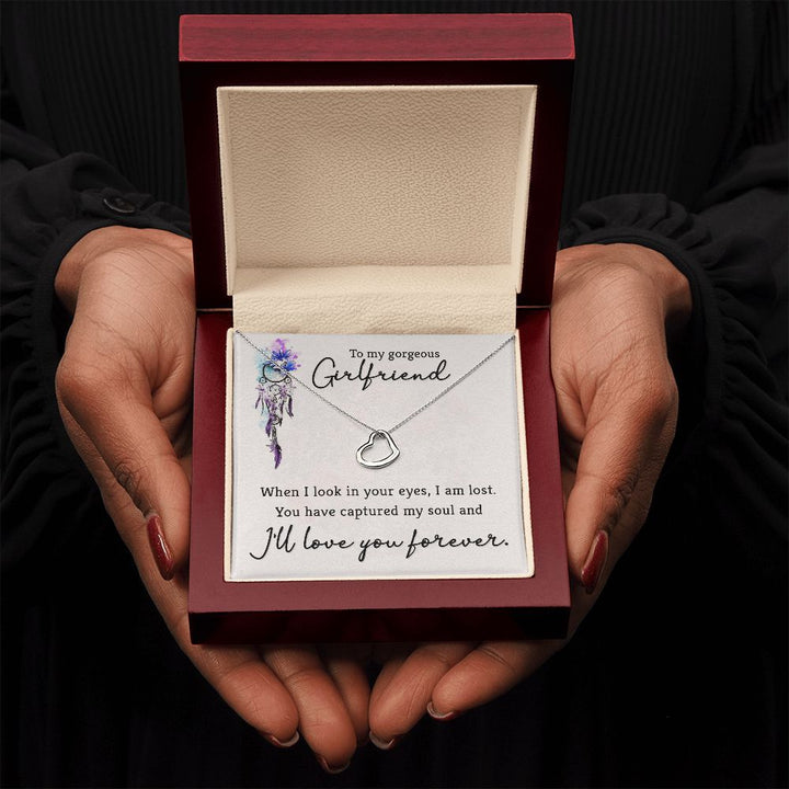 To My Gorgeous Girlfriend | When I look in your eyes - Delicate Heart Necklace