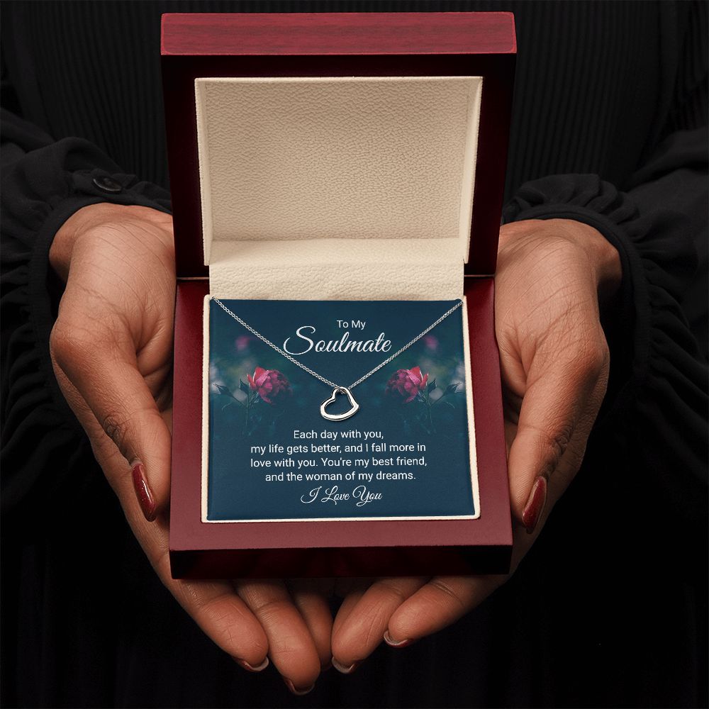 To My Soulmate | Each Day With You - Delicate Heart Necklace